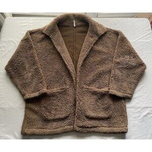 Z Supply Sherpa Teddy Coat Womens Small Relaxed Fit Fuzzy Over Coat Brown